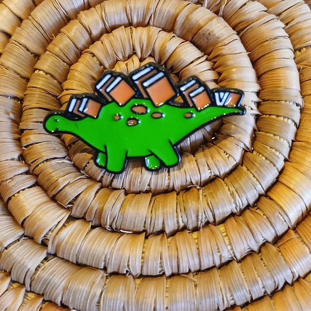 NEW Bookworm Dinosaur Enamel Pin